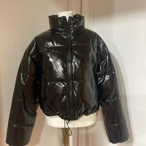 NWOT H&M Shiny Woman’s Black Puffer Jacket S